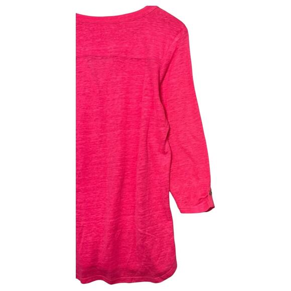 Lilly Pulitzer Shirt Womens Large Linen V Neck Henley Button Lightweight Beach - Picture 9 of 13
